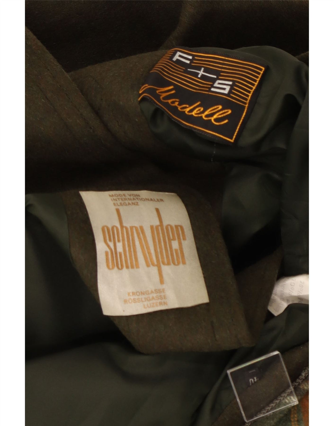 Vintage γυναικείο παλτό Duffle με κουκούλα EU 40 Medium Khaki Wool