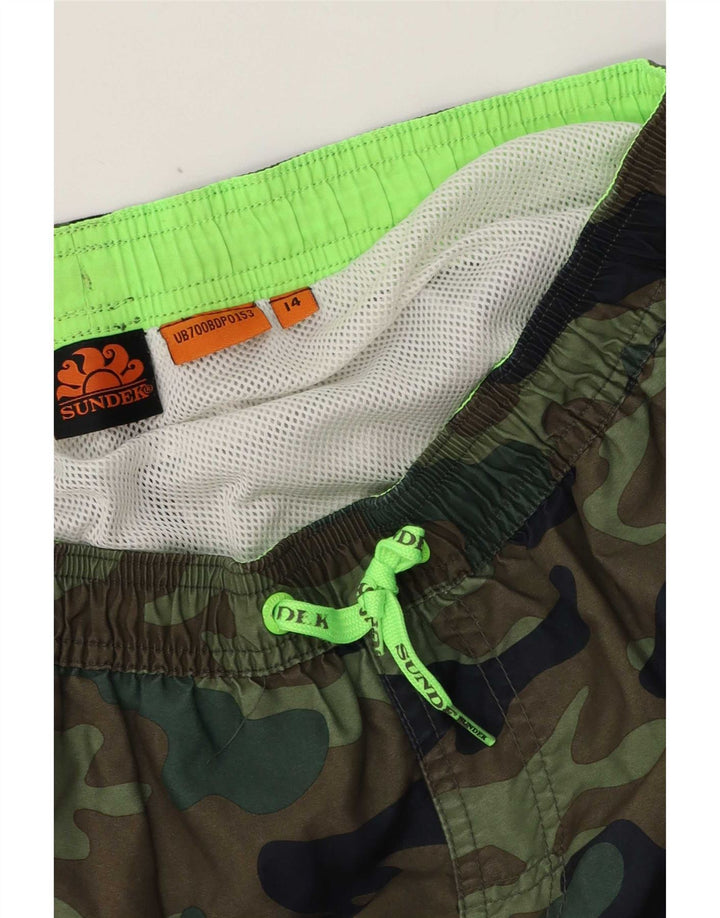 Sundek Boys Swimming Short 13-14 Years Khaki Camouflage Polyester