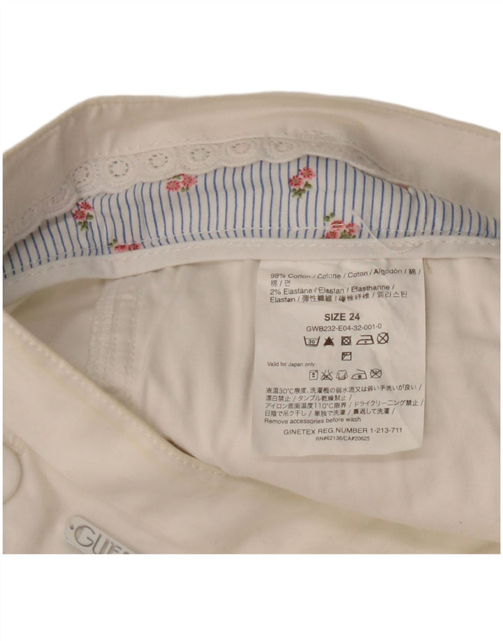 Guess Γυναικείο Παντελόνι Capri W24 L18 Λευκό βαμβακερό