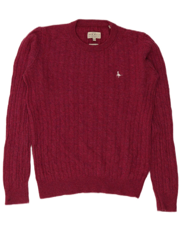 Jack Wills Γυναικείο πουλόβερ με λαιμόκοψη UK 12 Medium Burgundy