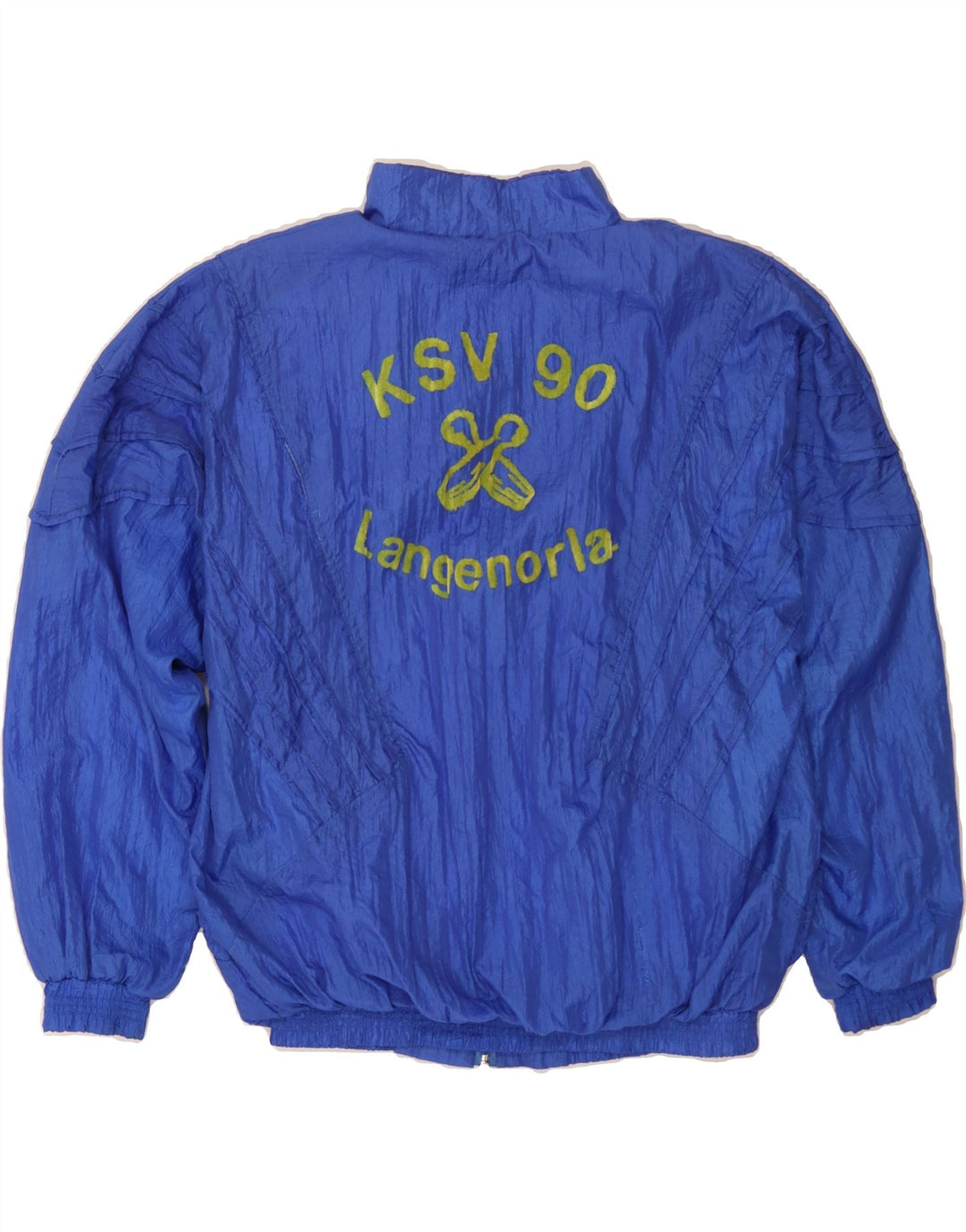 VINTAGE Mens Graphic Tracksuit Top Jacket Large Blue Nylon Vintage Vintage and Second-Hand Vintage from Messina Hembry 