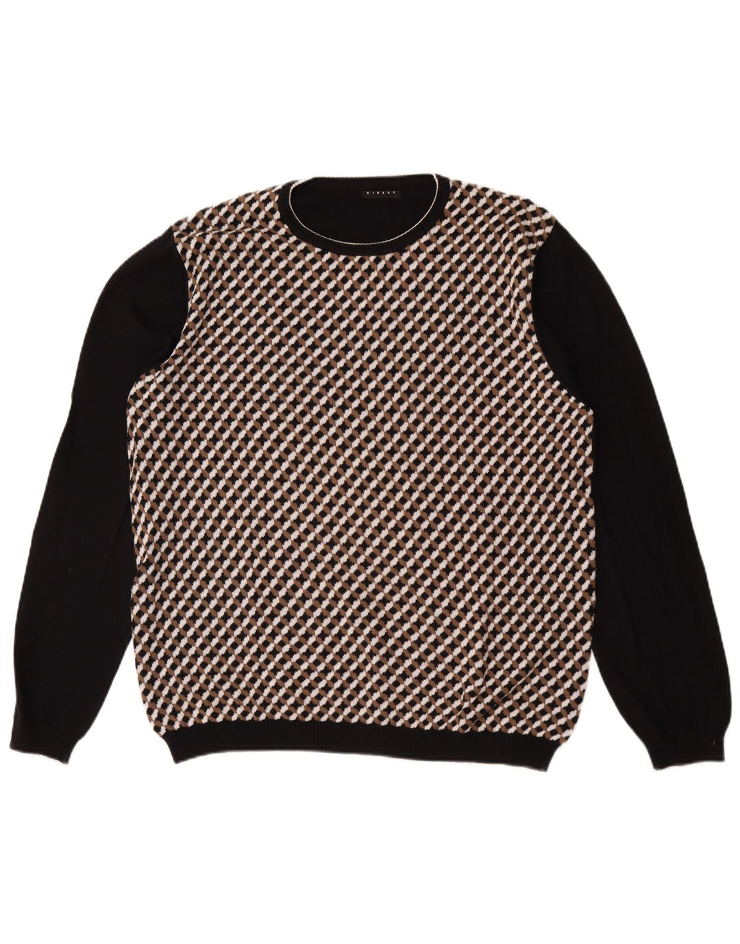 Ανδρικό πουλόβερ SISLEY Crew Neck Jumper Large Black Check