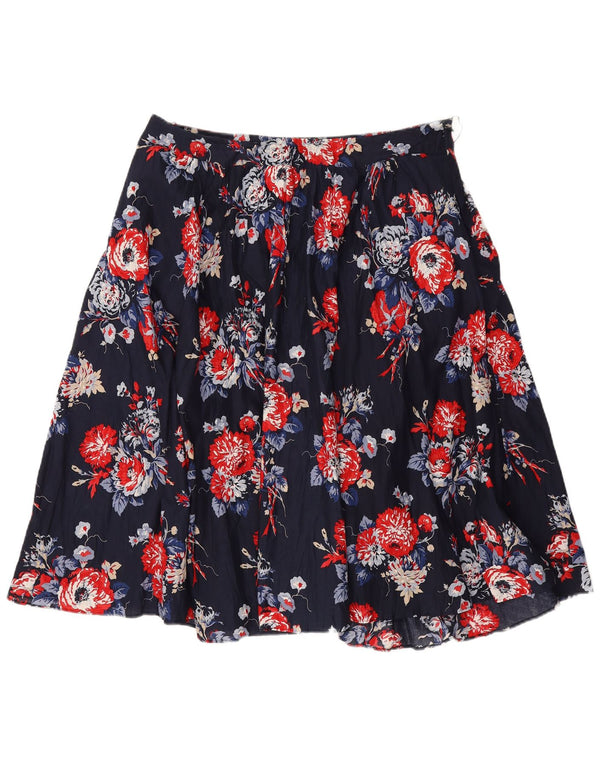 Laura Ashley Γυναικεία πλισέ φούστα UK 14 μεγάλη W32 Navy Blue Floral βαμβακερή