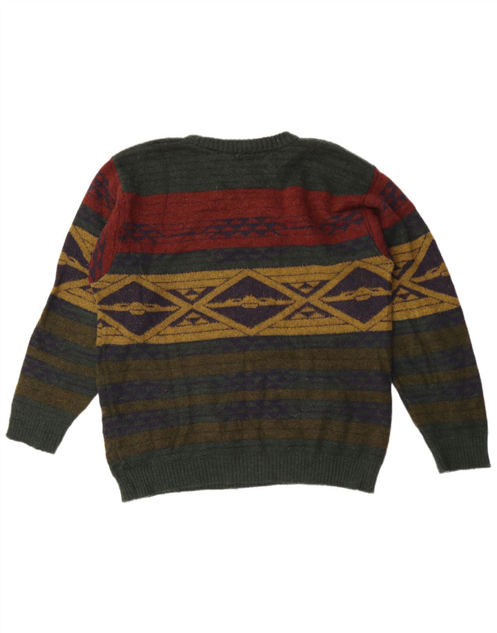 Ανδρικό πουλόβερ Alba Moda Crew Neck Jumper Μεγάλο Χακί Γεωμετρικό