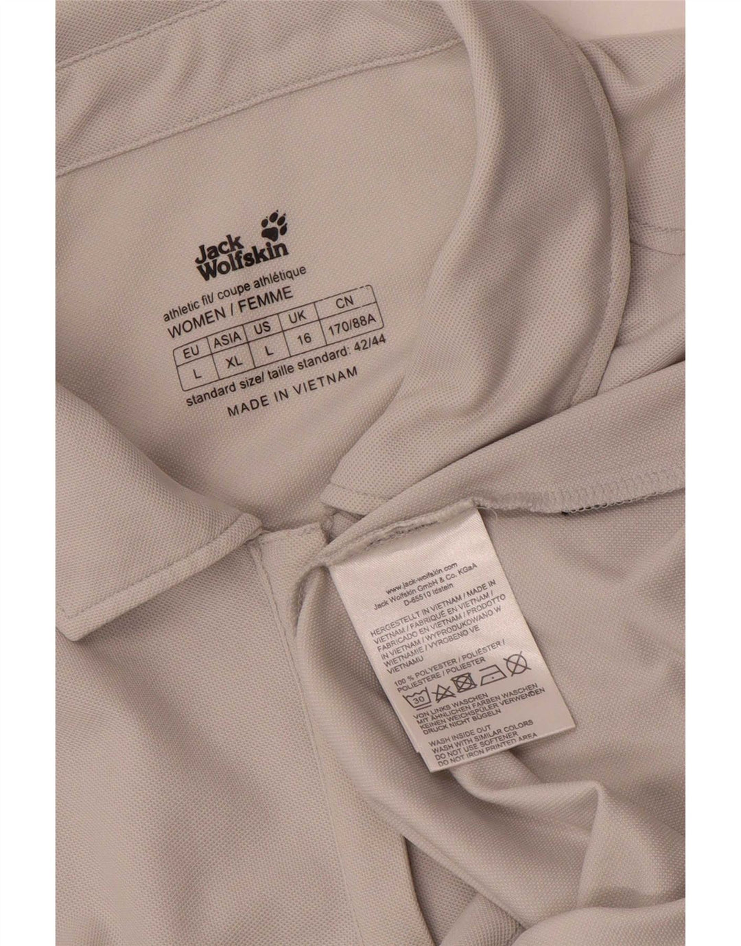 Jack Wolfskin γυναικείο μπλουζάκι πόλο UK 16 Large Grey Polyester