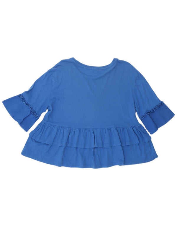 Γυναικείο T-Shirt Benetton Crop Top UK 12 Medium Blue