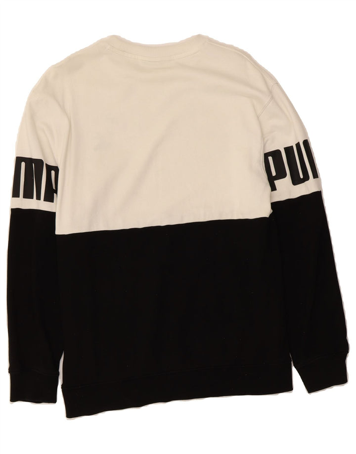 PUMA Mens Graphic Sweatshirt Jumper Small Black Colourblock Cotton Vintage Puma and Second-Hand Puma from Messina Hembry 