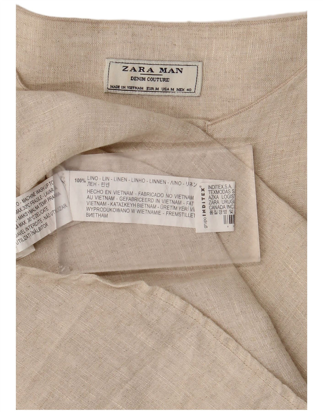 Ανδρικό πουλόβερ Zara Πουκάμισο Μεσαίο Μπεζ Λινό
