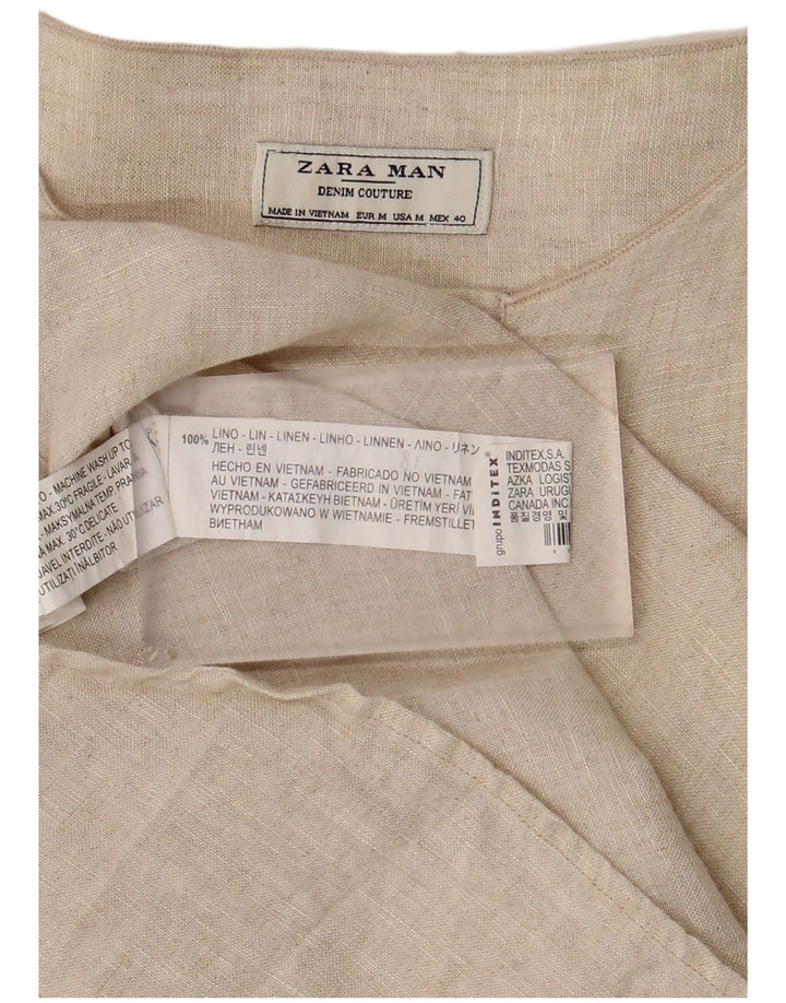 Ανδρικό πουλόβερ Zara Πουκάμισο Μεσαίο Μπεζ Λινό