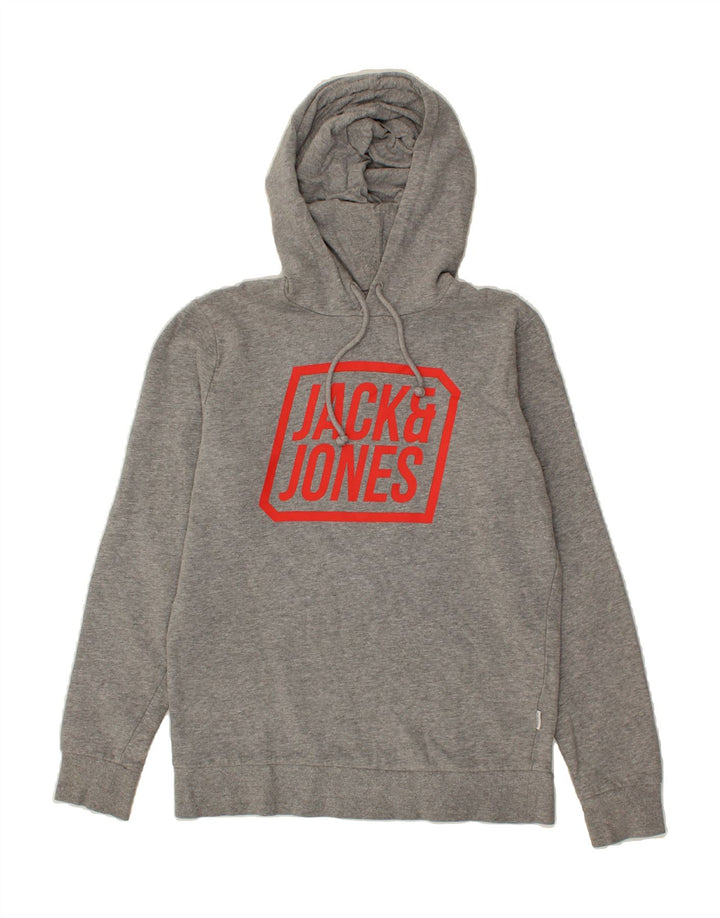 JACK & JONES Mens Graphic Hoodie Jumper Medium Grey Cotton Vintage Jack & Jones and Second-Hand Jack & Jones from Messina Hembry 