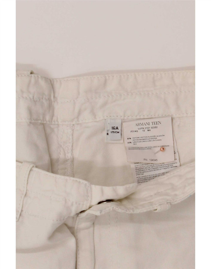 Armani Boys Chino Σορτς 15-16 ετών W32 Λευκό βαμβακερό