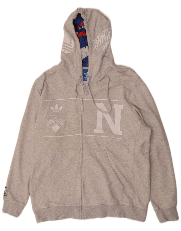 Ανδρικό πουλόβερ με κουκούλα με φερμουάρ Adidas 2XL γκρι βαμβακερό