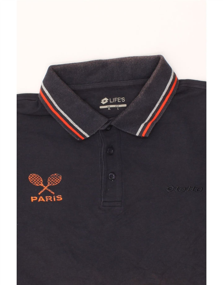 LOTTO Mens Polo Shirt Large Navy Blue Cotton Vintage Lotto and Second-Hand Lotto from Messina Hembry 