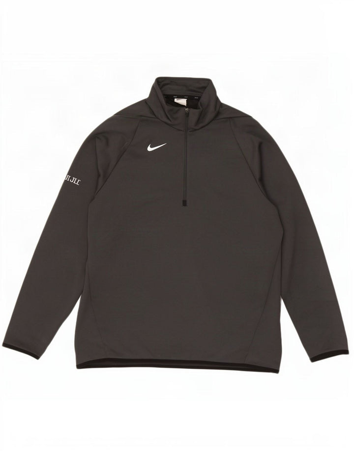 Ανδρική φόρμα πουλόβερ με φερμουάρ Nike Dri Fit Top μεγάλο γκρι πολυεστέρα