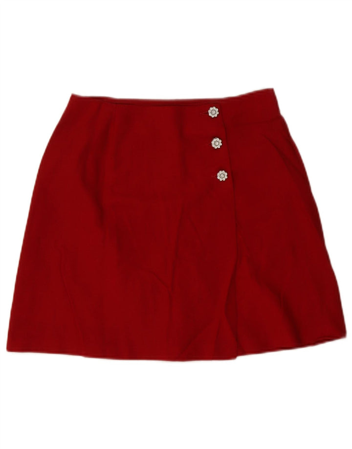 Vintage Γυναικεία Μίνι Φούστα Wrap Medium W28 Κόκκινο παρθένο μαλλί