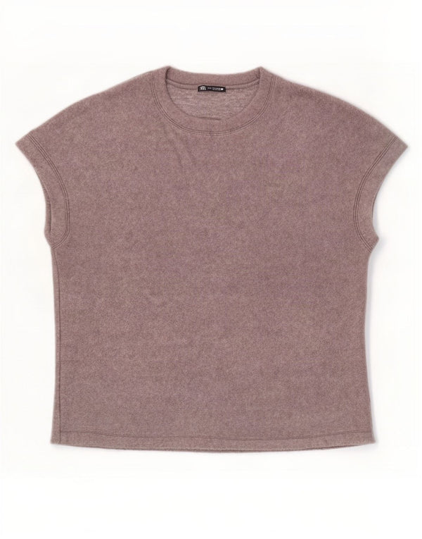 Zara Γυναικείο T-Shirt Top UK 14 Medium Grey Acrylic