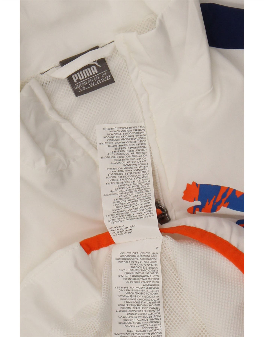 PUMA Boys Graphic Tracksuit Top Jacket 11-12 Years White Colourblock Nylon