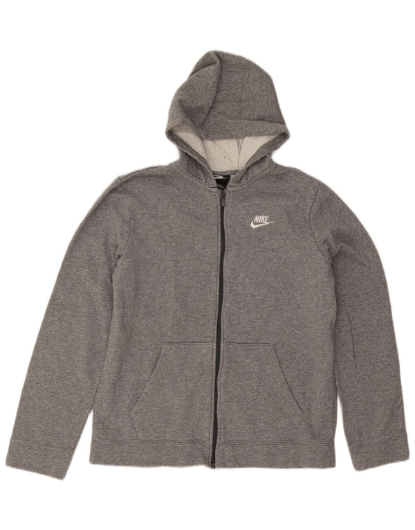 Nike Boys Standard Fit Zip Hoodie Sweater 13-14 Years XL Grey
