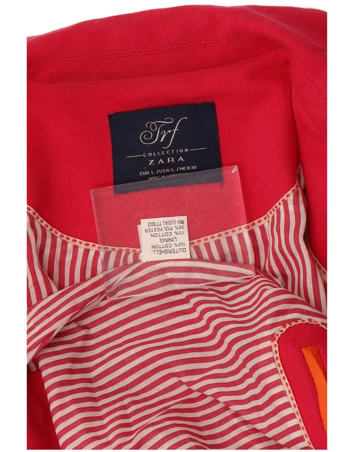 Zara Γυναικείο Μπουφάν Blazer Crop 1 Button UK 14 Large Pink Cotton