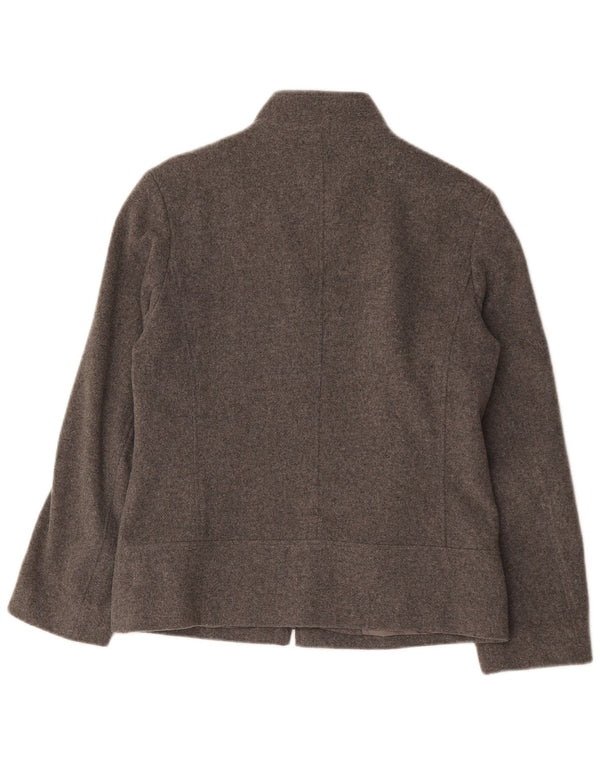 Marks & Spencer Womens Oversized Bomber Jacket UK 10 Small Grey Wool
