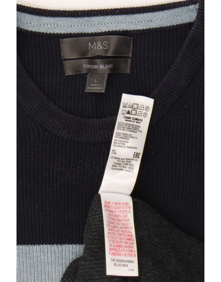 Marks & Spencer Ανδρικό πουλόβερ με λαιμόκοψη μεγάλο, πολύχρωμο ριγέ