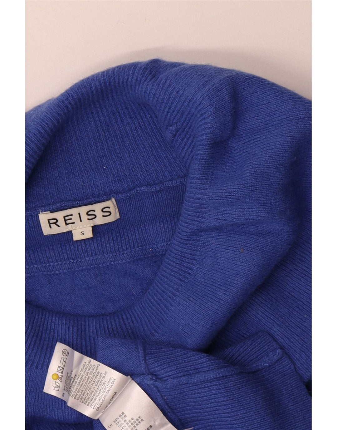 Reiss γυναικείο πουλόβερ με ρολό λαιμόκοψη UK 10 Small Blue Viscose