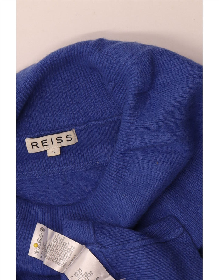 Reiss γυναικείο πουλόβερ με ρολό λαιμόκοψη UK 10 Small Blue Viscose