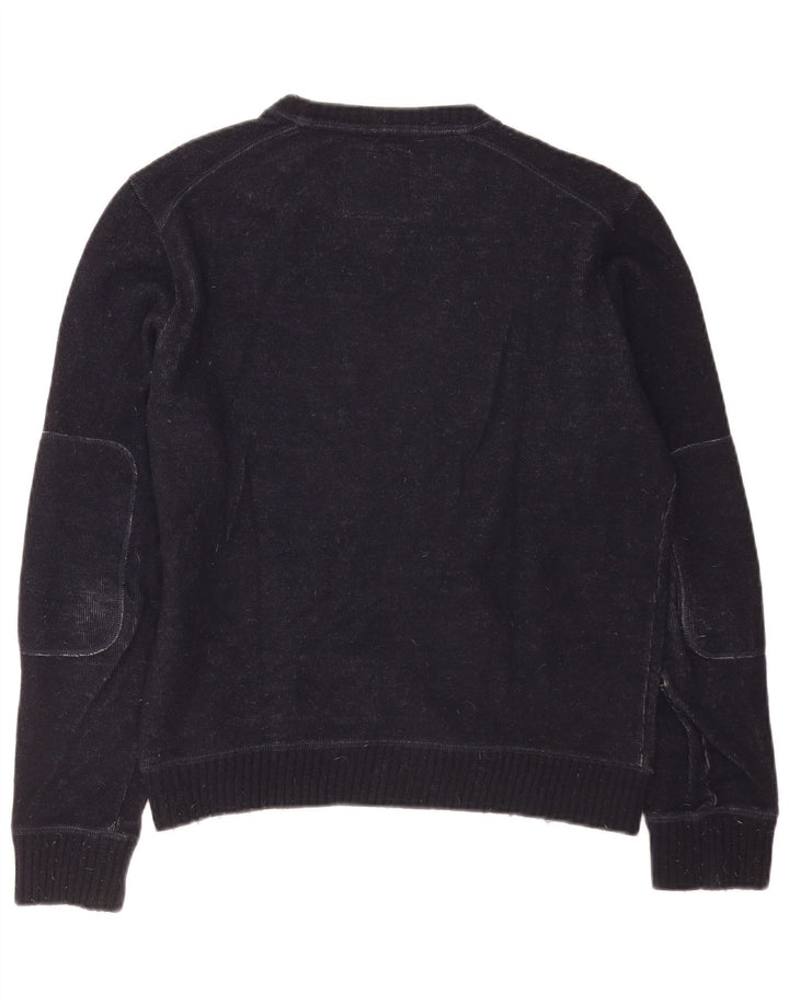 Woolrich Ανδρικό γραφικό πουλόβερ με λαιμόκοψη μεσαίου μπλε μαλλί
