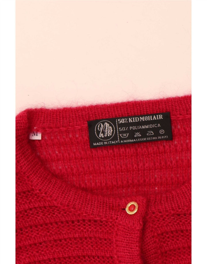 Vintage γυναικείο oversized ζακέτα πουλόβερ UK 14 Medium Pink Mohair