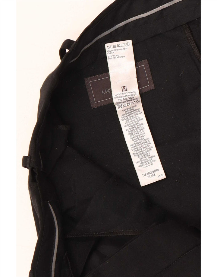 Marks & Spencer Ανδρικό παντελόνι με κανονική εφαρμογή W38 L31 Μαύρο μάλλινο