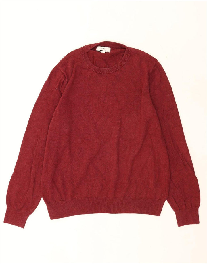 Ανδρικό πουλόβερ Marks & Spencer Crew Neck Jumper XL Κόκκινο βαμβακερό