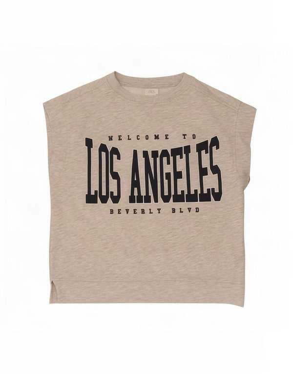 Γραφικό μπλουζάκι Zara Girls Loose Fit 11-12 ετών γκρι βαμβακερό