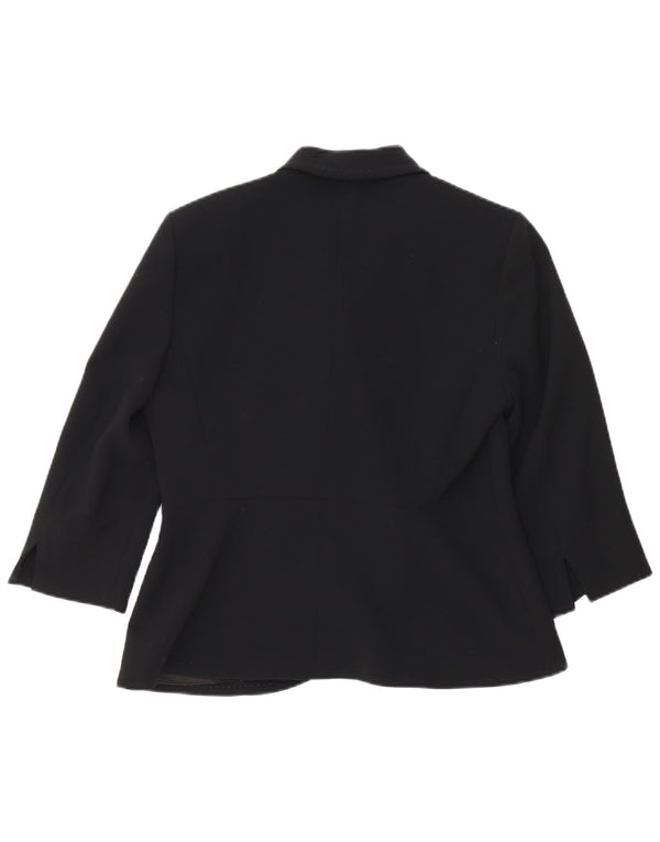 Max Mara γυναικείο μπουφάν 3/4 μανίκι 1 κουμπί UK 12 μέτριο μαύρο ρεγιόν