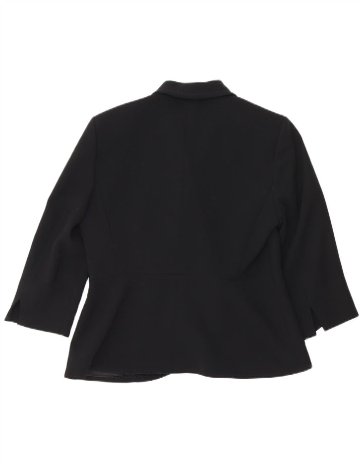 Max Mara γυναικείο μπουφάν 3/4 μανίκι 1 κουμπί UK 12 μέτριο μαύρο ρεγιόν