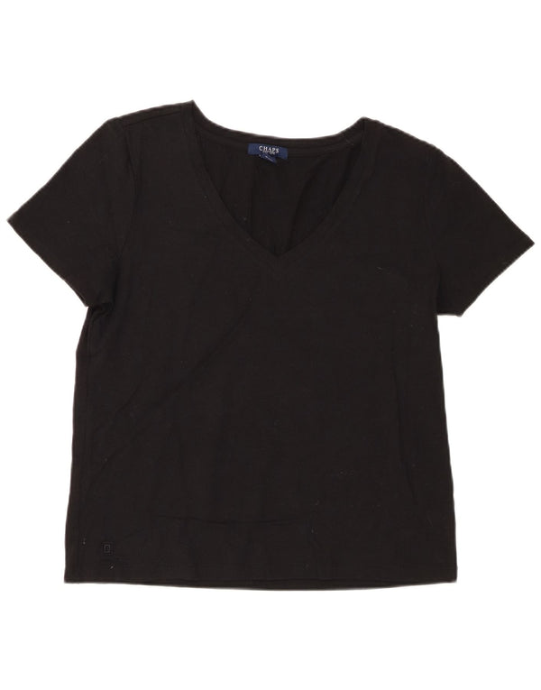 Chaps Γυναικείο T-Shirt Top UK 14 μεγάλο μαύρο βαμβακερό