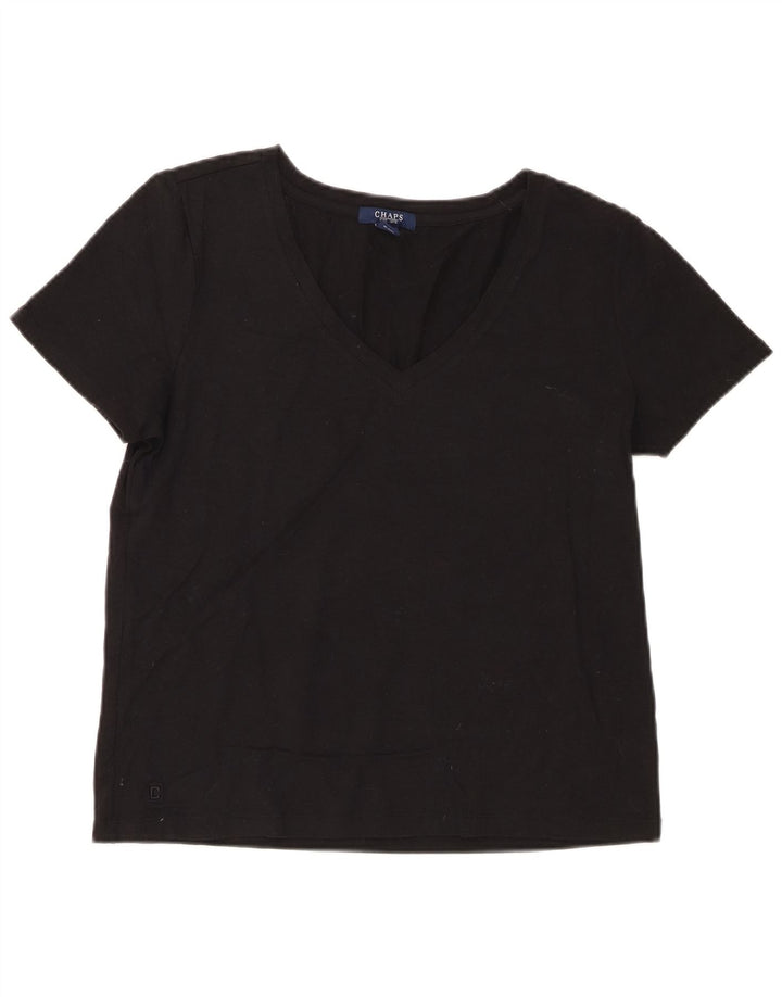 Chaps Γυναικείο T-Shirt Top UK 14 μεγάλο μαύρο βαμβακερό