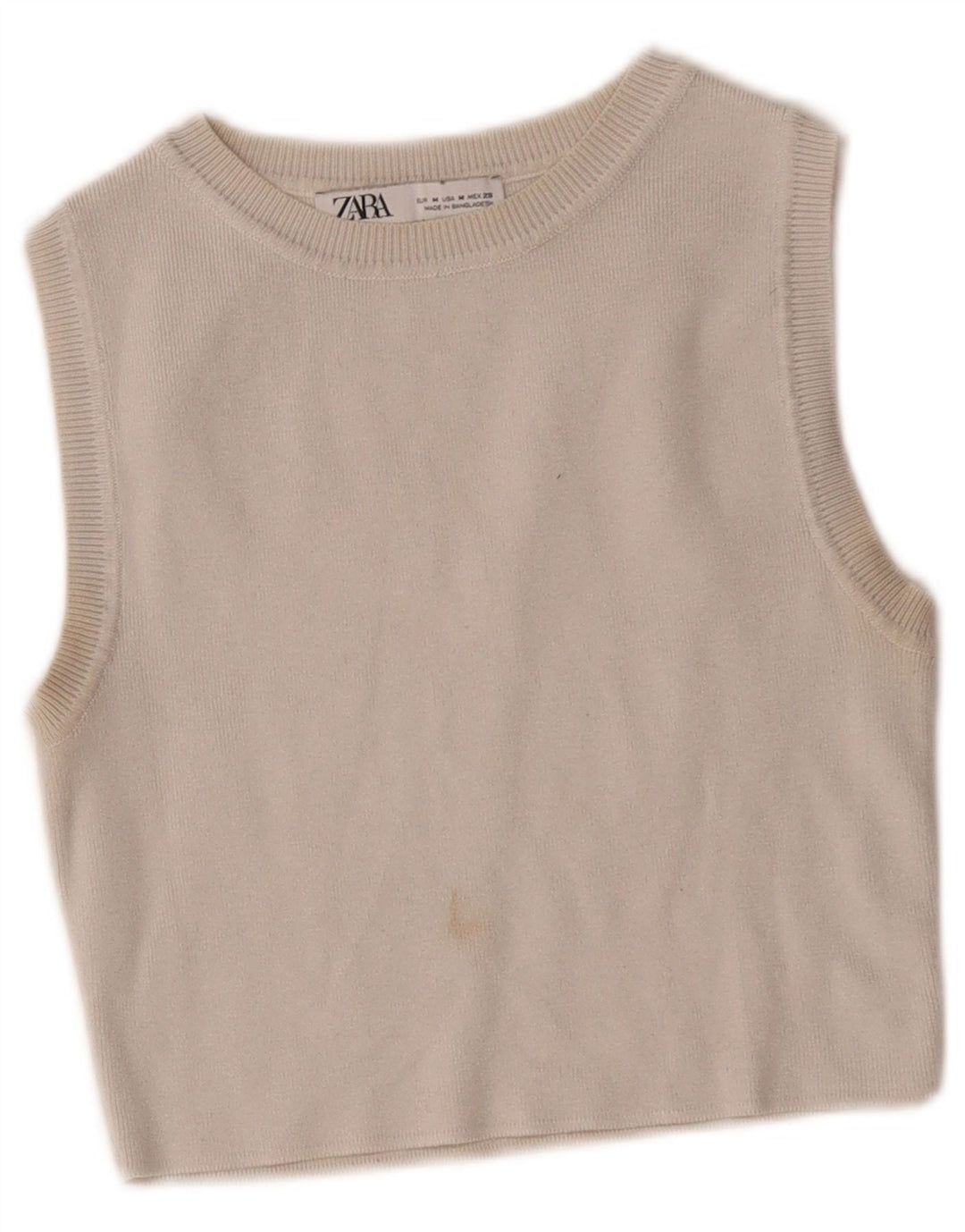 Zara Γυναικείο Crop Vest Top UK 12 Medium Off White