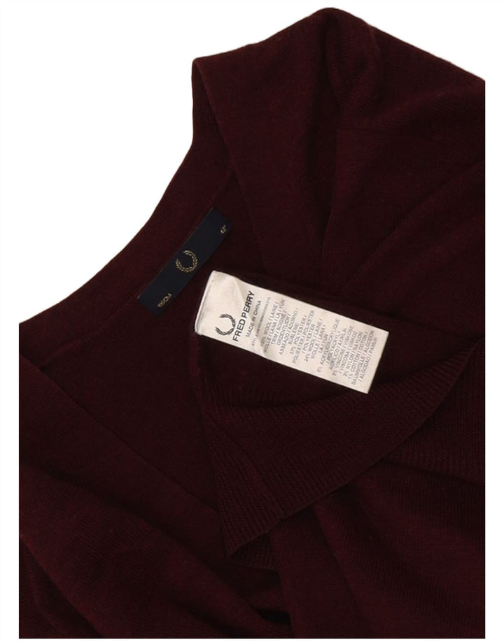 Fred Perry Ανδρική ζακέτα πουλόβερ μεσαίο μπορντό μαλλί