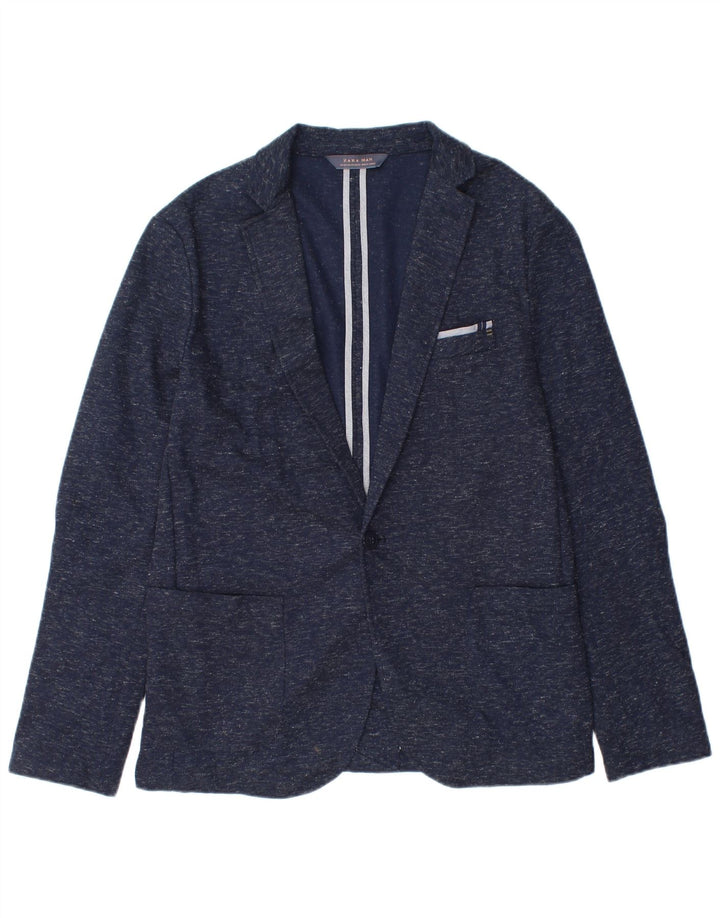 Zara Ανδρικό μπουφάν μπλέιζερ με 1 κουμπί EU 54 XL Navy Blue Flecked Polyester