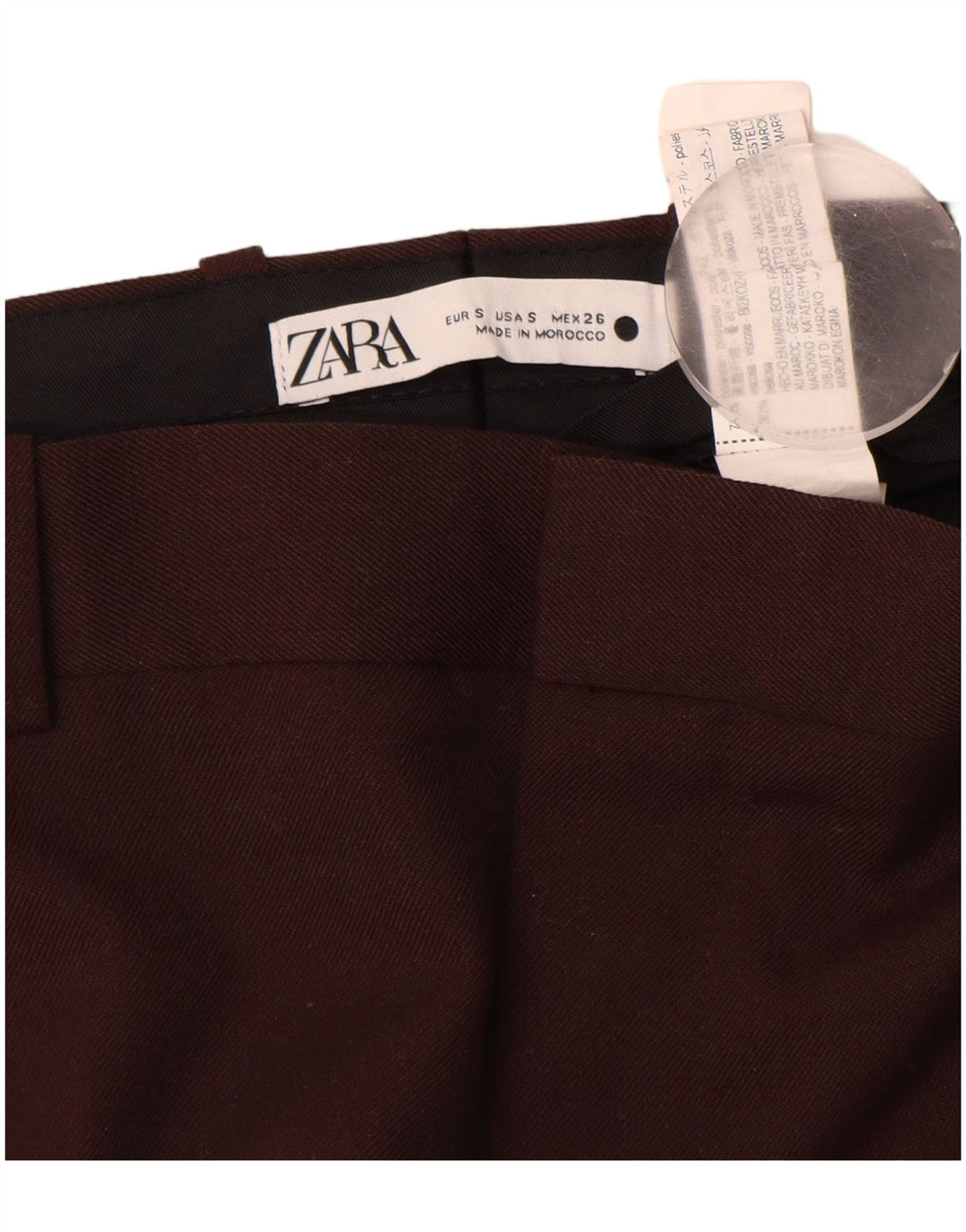 Zara Γυναικείο ίσιο παντελόνι Chino Small W26 L28 Brown Polyester