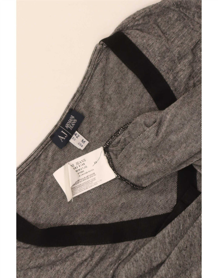 Armani Jeans γυναικείο τοπ μακρυμάνικο UK 12 μεσαία γκρι ρίγα βισκόζη