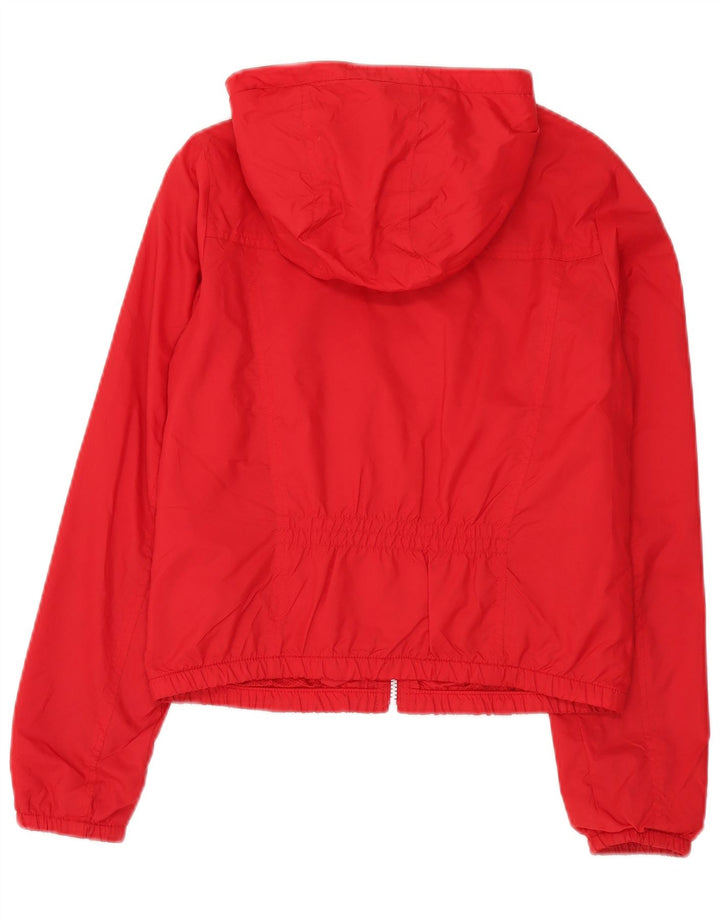 Hollister Γυναικείο μπουφάν βροχής με κουκούλα UK 12 μεσαίο κόκκινο νάιλον