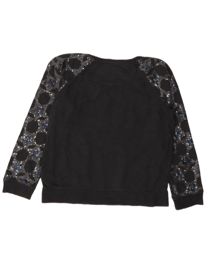 Γυναικείο γραφικό φούτερ SUPERDRY Jumper UK 16 μεγάλο μαύρο βαμβακερό