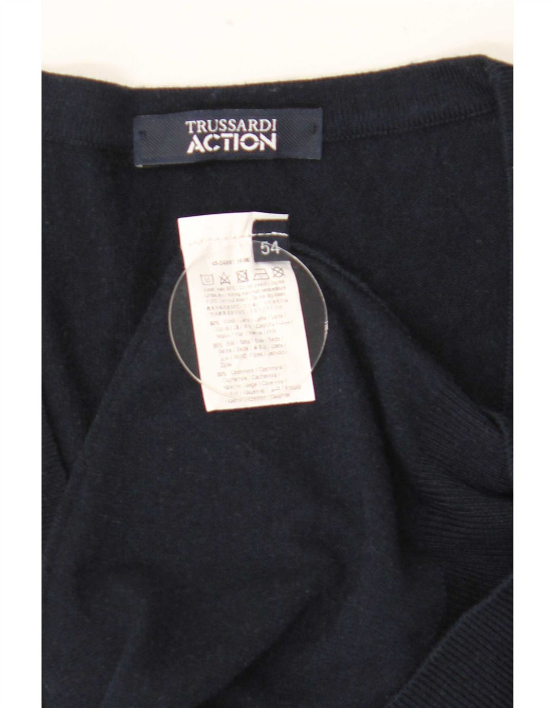 Ανδρικό πουλόβερ ζακέτα Trussardi IT 54 XL Navy Blue Wool