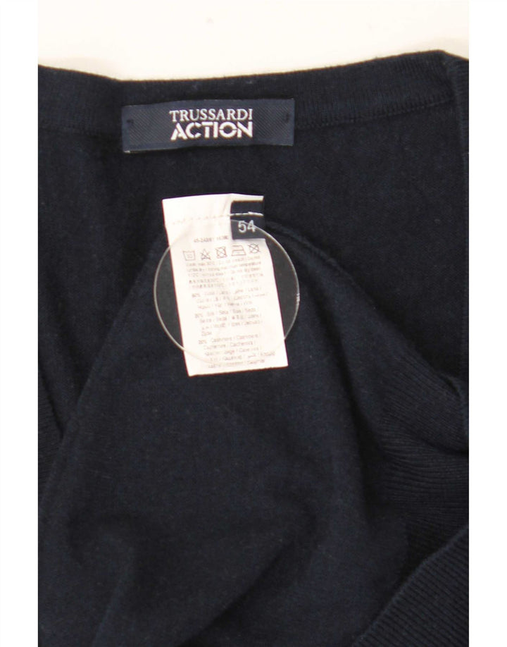 Ανδρικό πουλόβερ ζακέτα Trussardi IT 54 XL Navy Blue Wool