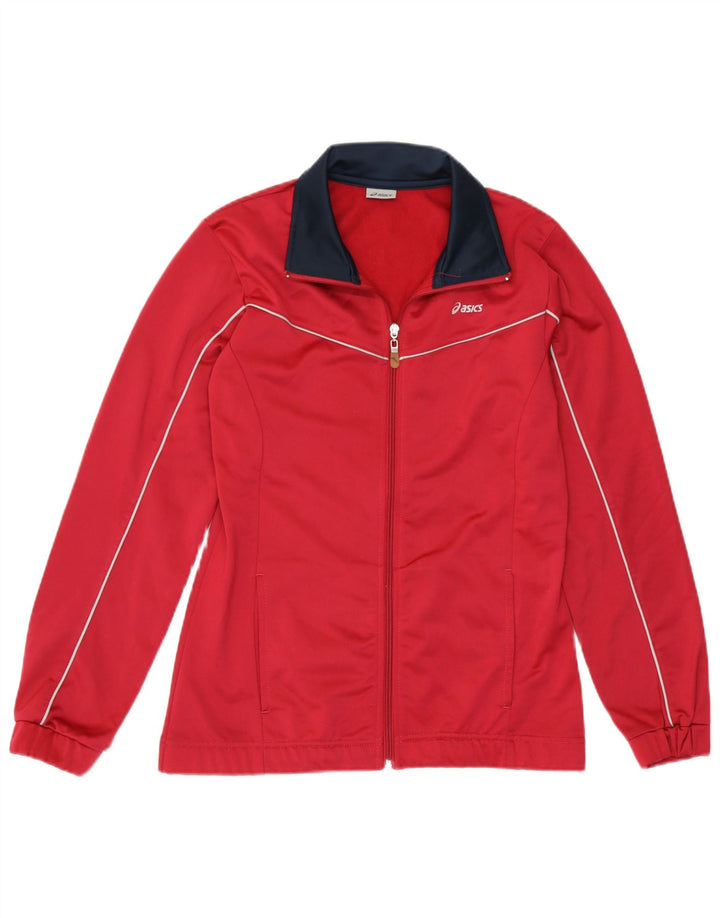 Γυναικεία αθλητική φόρμα Asics Top Jacket UK 14 Medium Red Colourblock Polyester