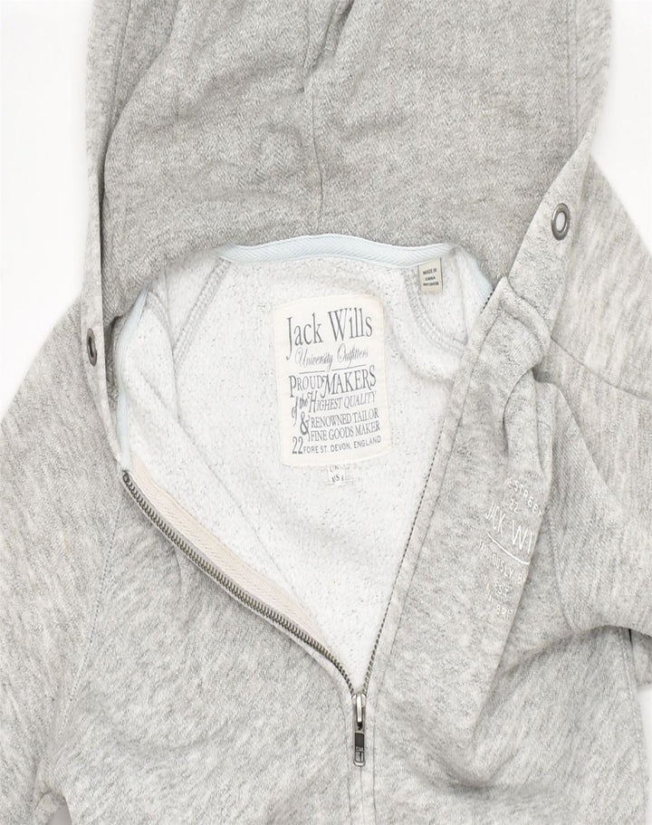 JACK WILLS Womens Zip Hoodie Sweater UK 8 Small Grey Cotton | Vintage | Thrift | Second-Hand | Used Clothing | Messina Hembry 