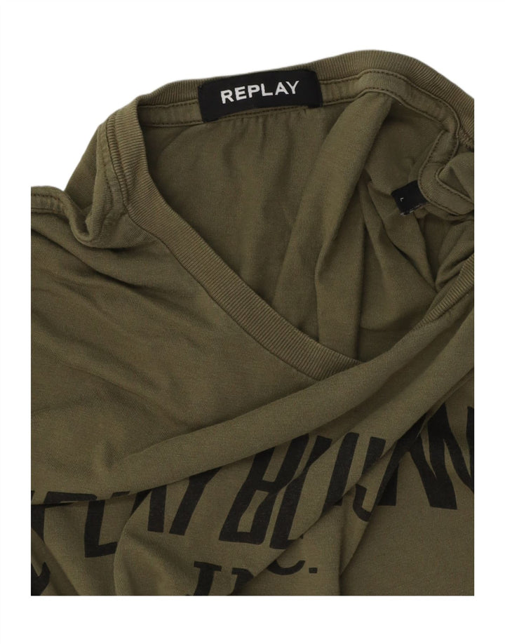 REPLAY Ανδρικό γραφικό T-Shirt Top Large Khaki