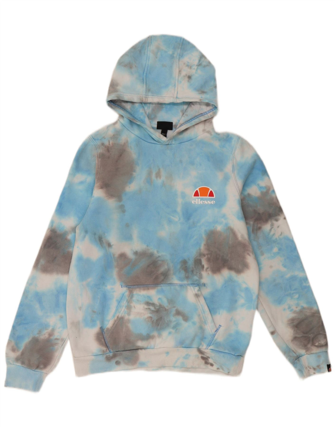 ELLESSE Boys Hoodie Jumper 13-14 Years Blue Tie Dye Cotton