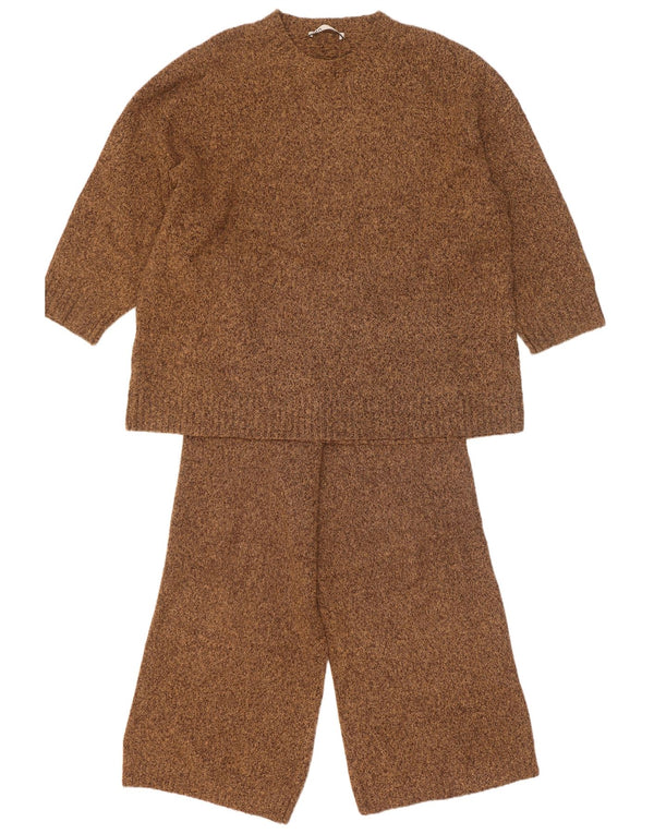 Zara Womens Oversized 3/4 Sleeve 2 Piece Set UK 14 Medium W30 L28 Brown